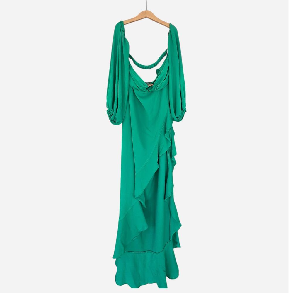 Shein SXY Off Shoulder Ring Linked Cut Out Asymmetrical Slit Maxi Dress Womens L